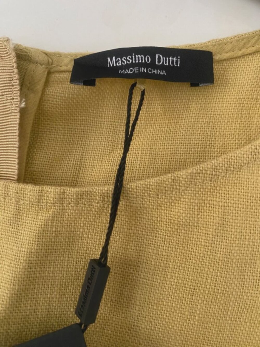 Sleeveless Linen Midi Dress Mustard Yellow High Neck Minimalist Summer Dress - Picture 4 of 4